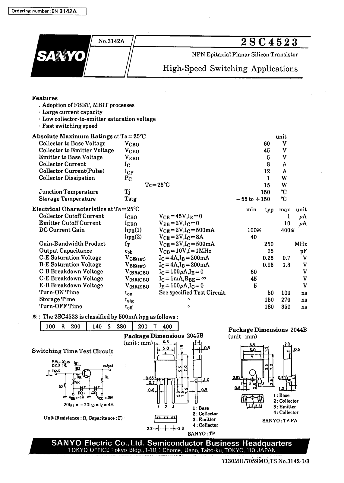 Datasheet 2SC4523 Datasheet (SANYO) - ManualMachine.com