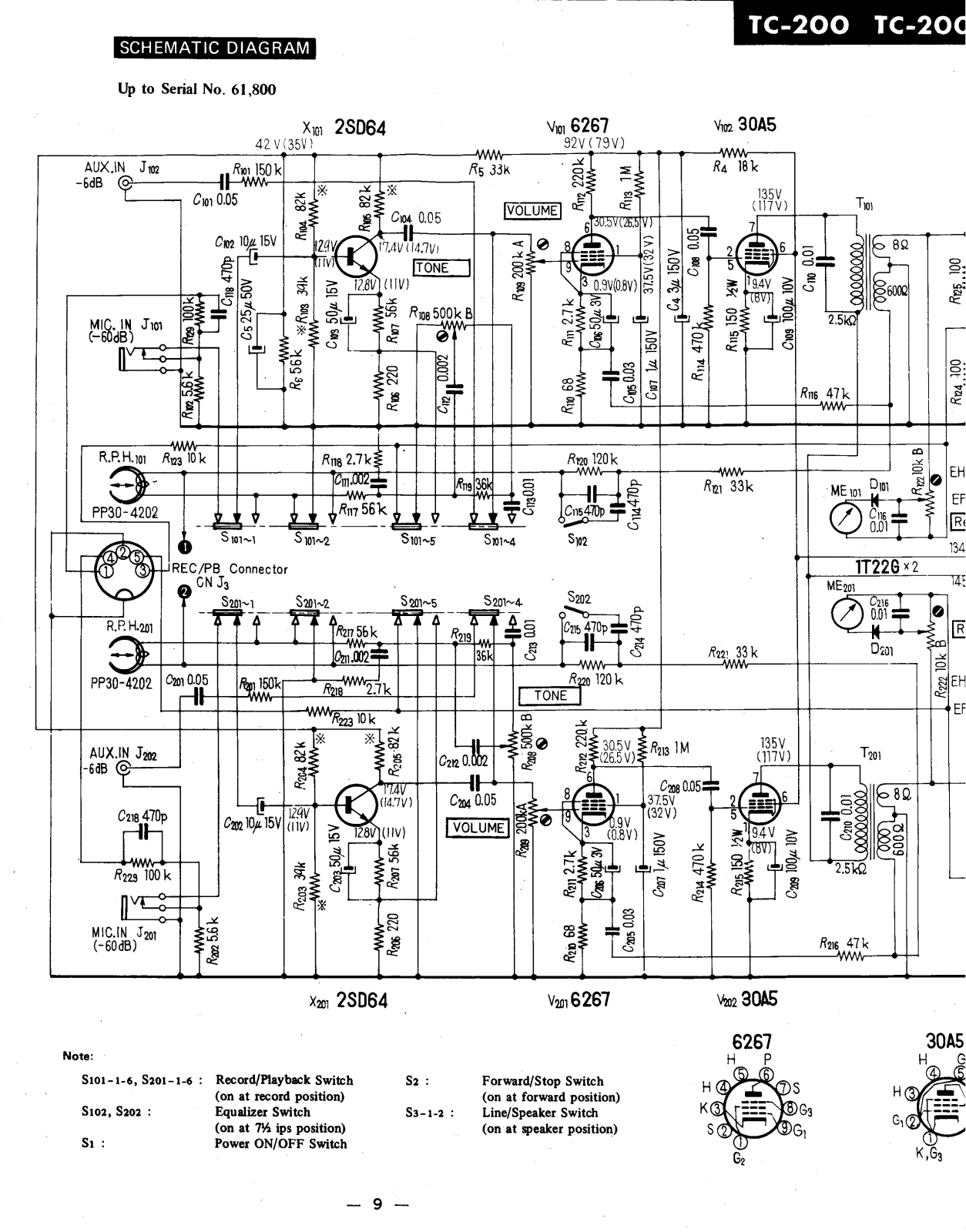 Sony TC-200 Schematic