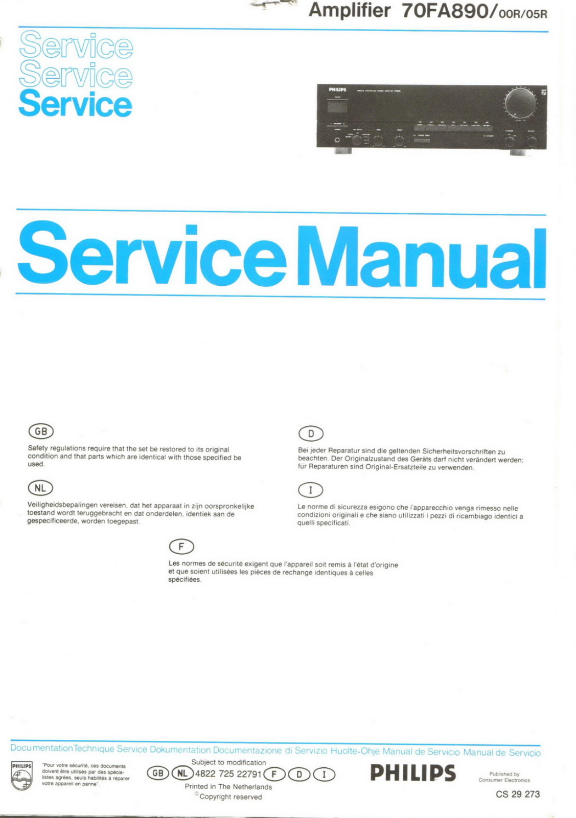 Philips FA-890, FA-980 Service manual