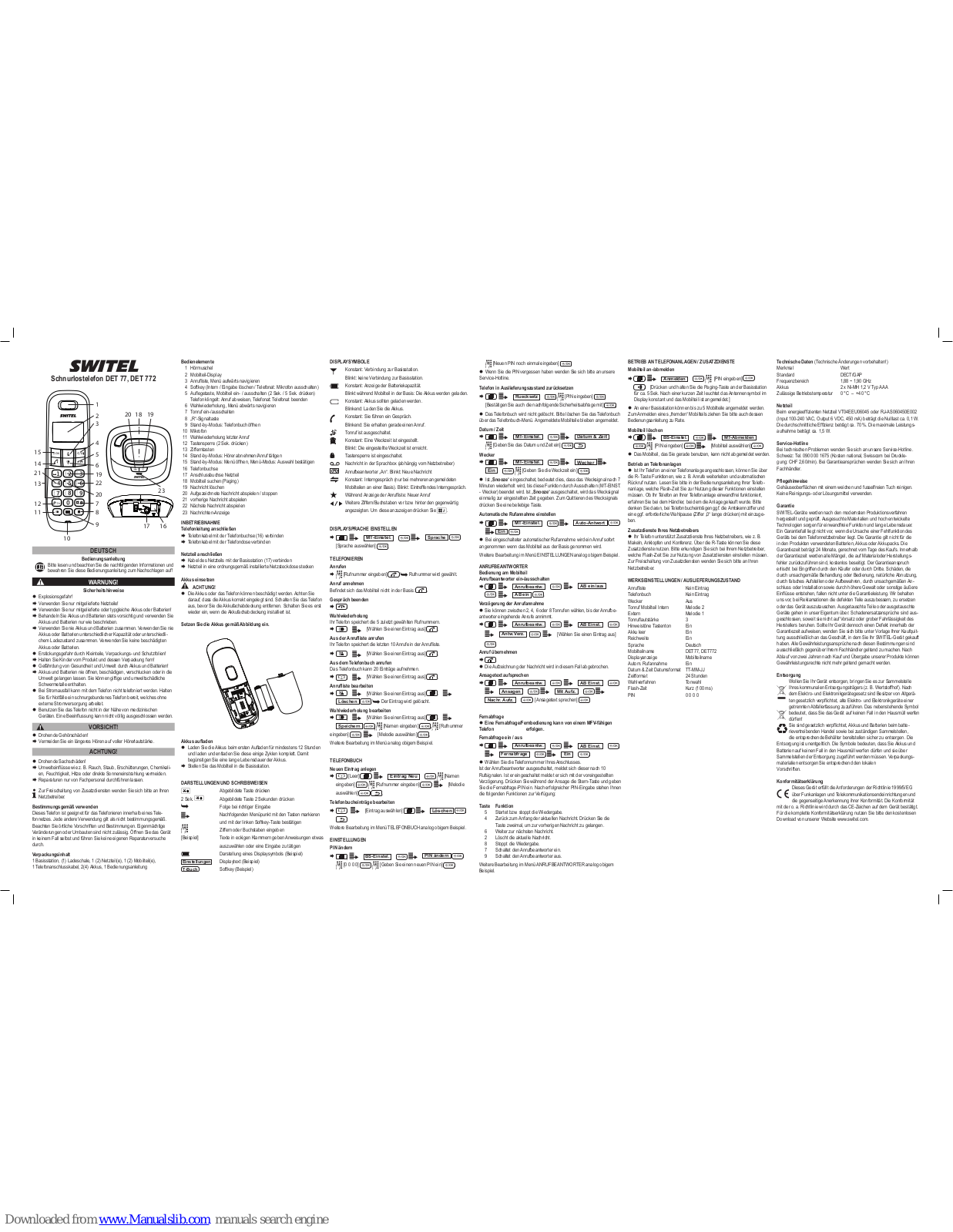 switel DET 77, DET 772 Operating Instructions Manual - ManualMachine.com