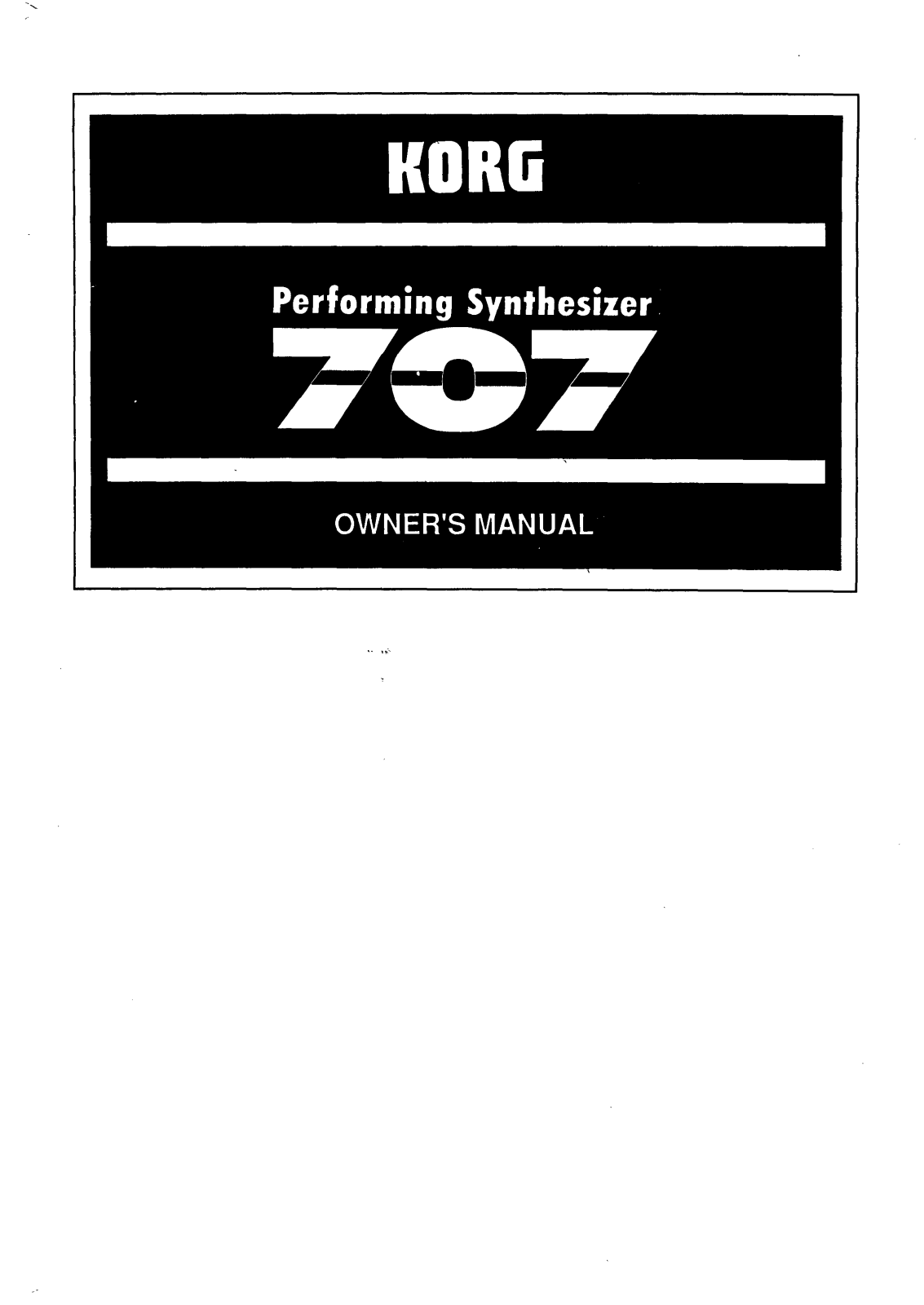 Korg 707 User Manual