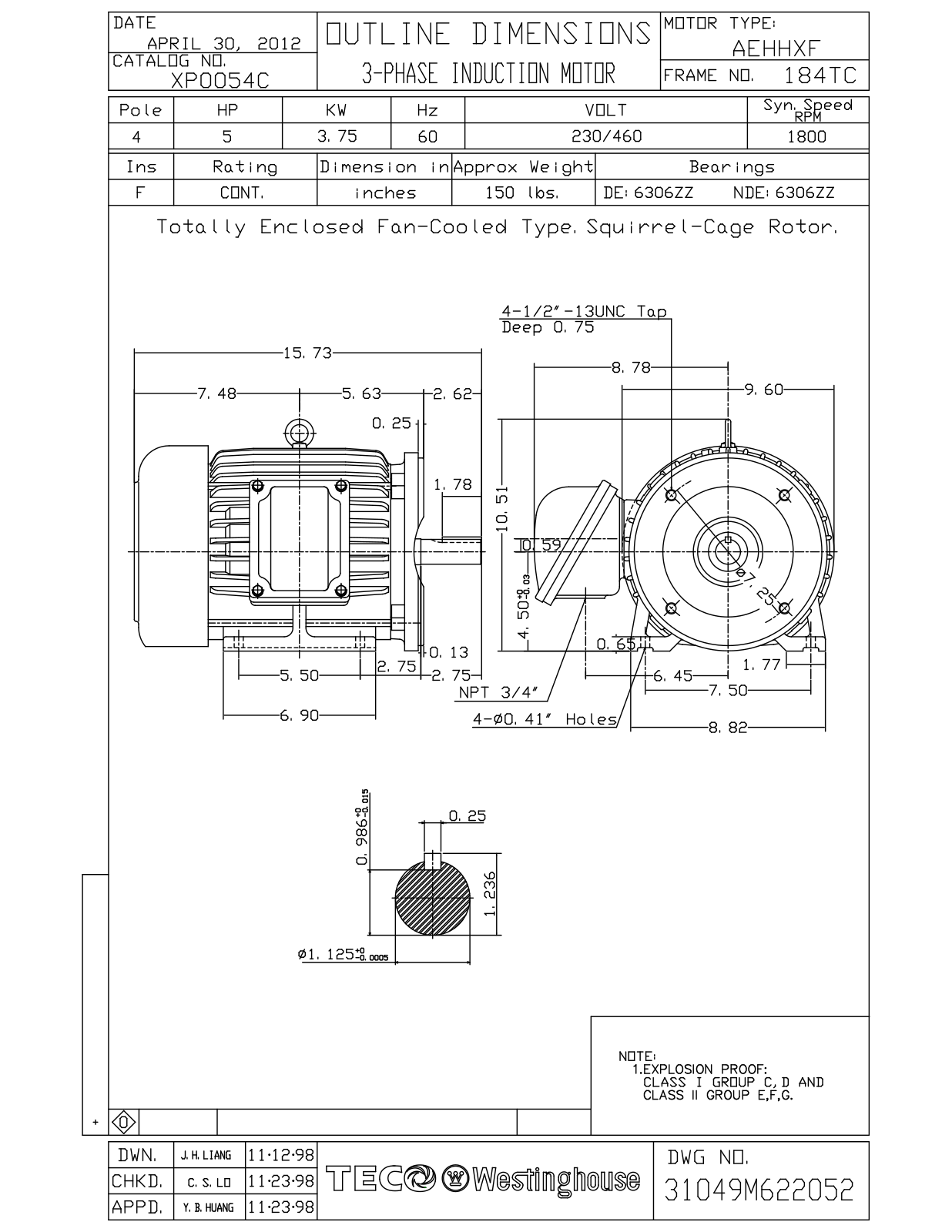 Datasheet XP0054C Reference Drawing (Teco) - ManualMachine.com