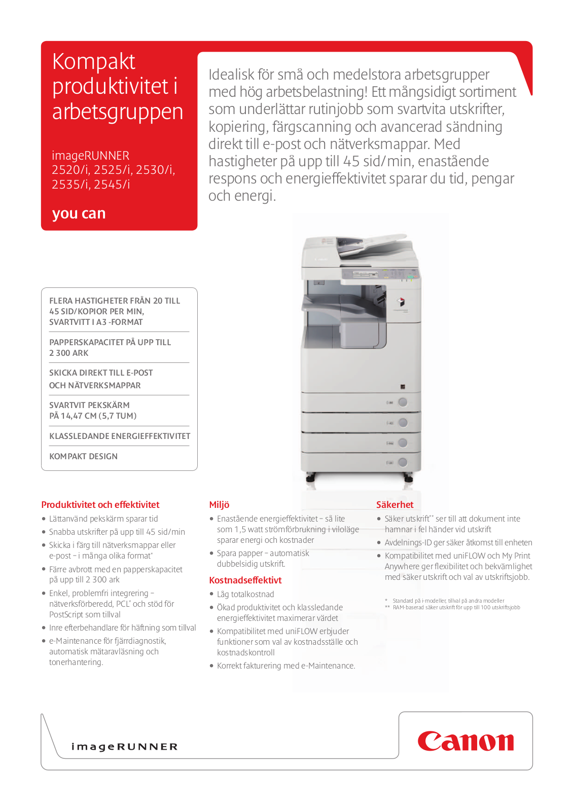 Canon imageRUNNER2520, imageRUNNER2520i, imageRUNNER2525, imageRUNNER2525i, imageRUNNER2530 BROCHURE