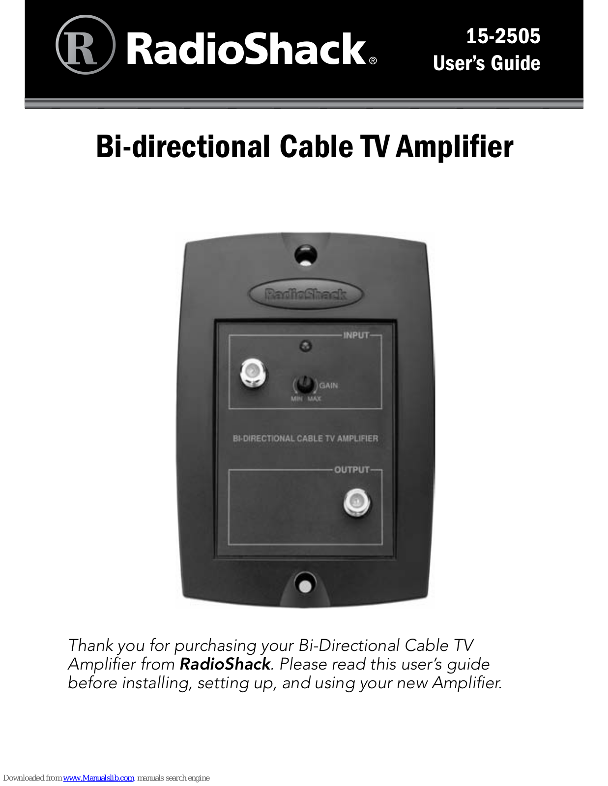 Radio Shack 15-2505 User Manual