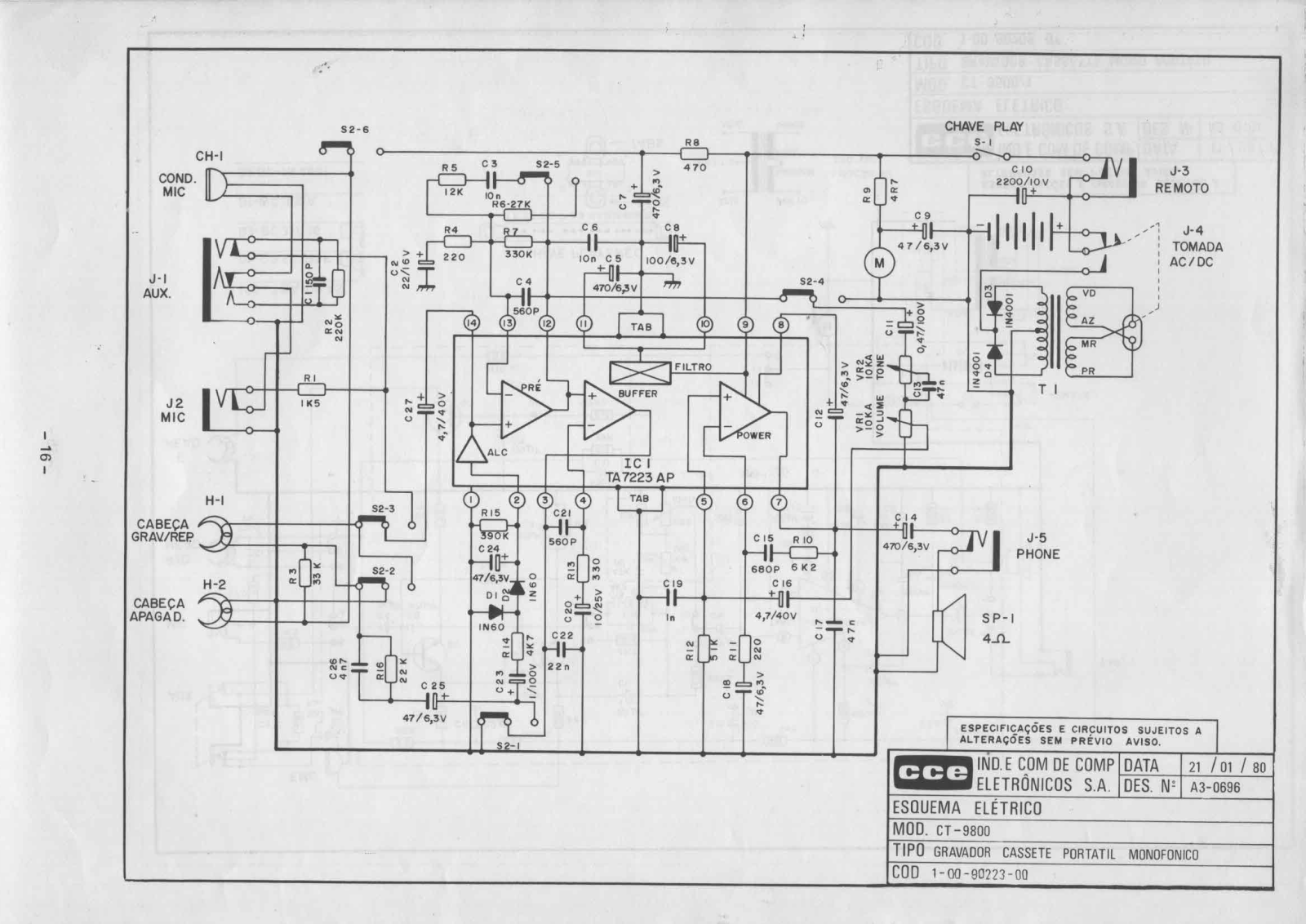 CCE CT-9800 Schematic