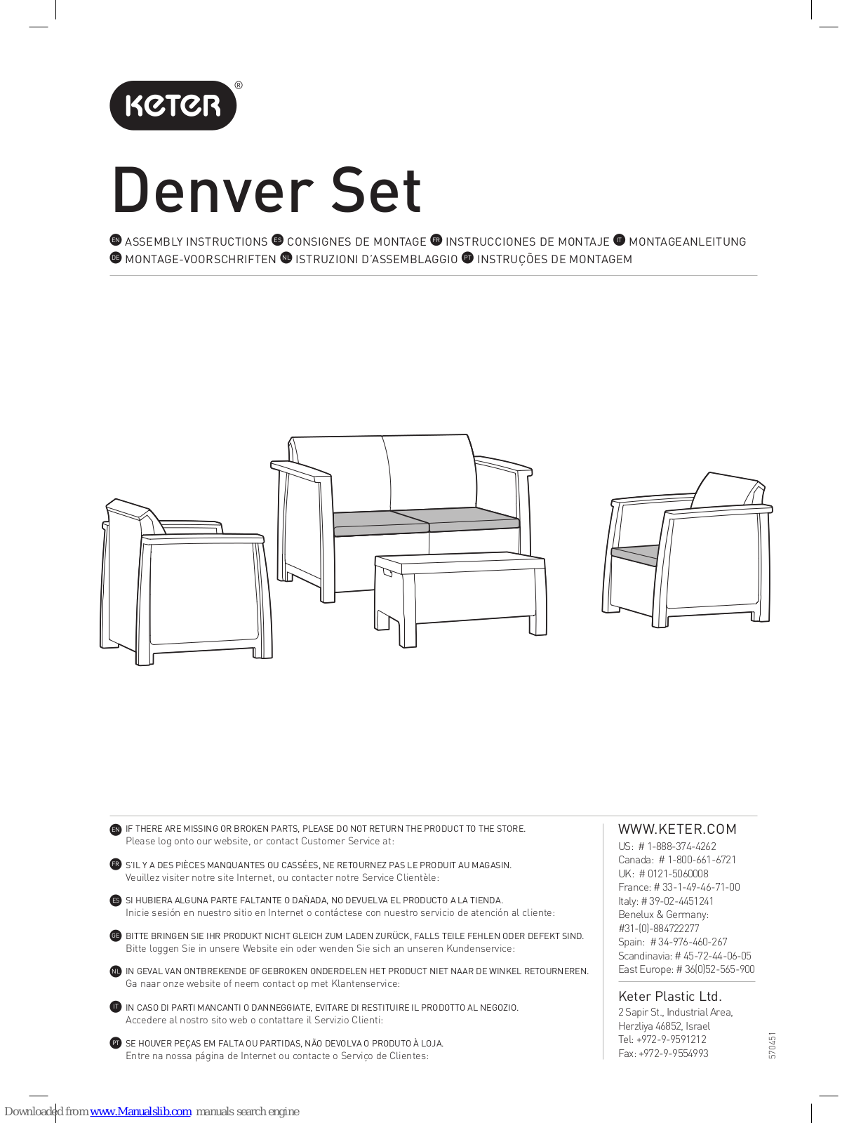 Keter Denver Set Assembly Instructions Manual