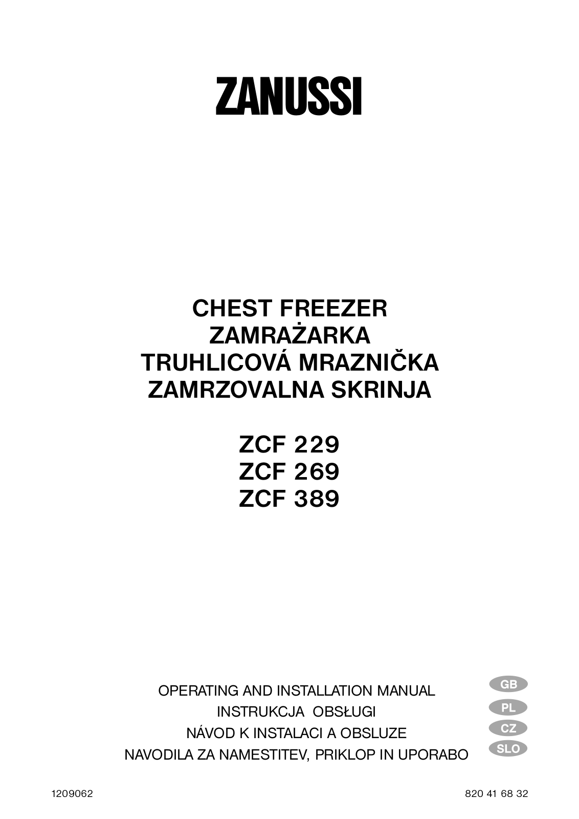 Zanussi ZCF229, ZCF269, ZCF389 User Manual