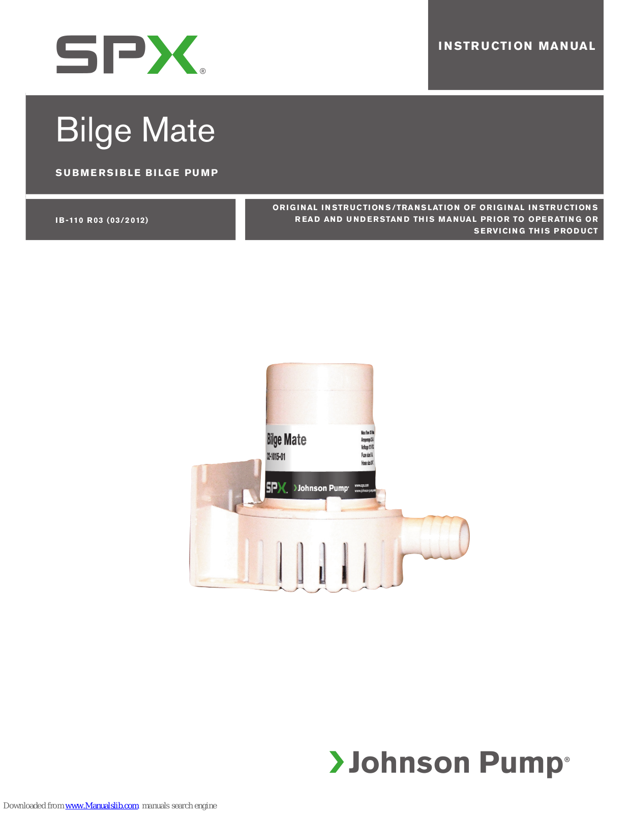 Johnson Pump SPX Bilge Mate Instruction Manual - ManualMachine.com