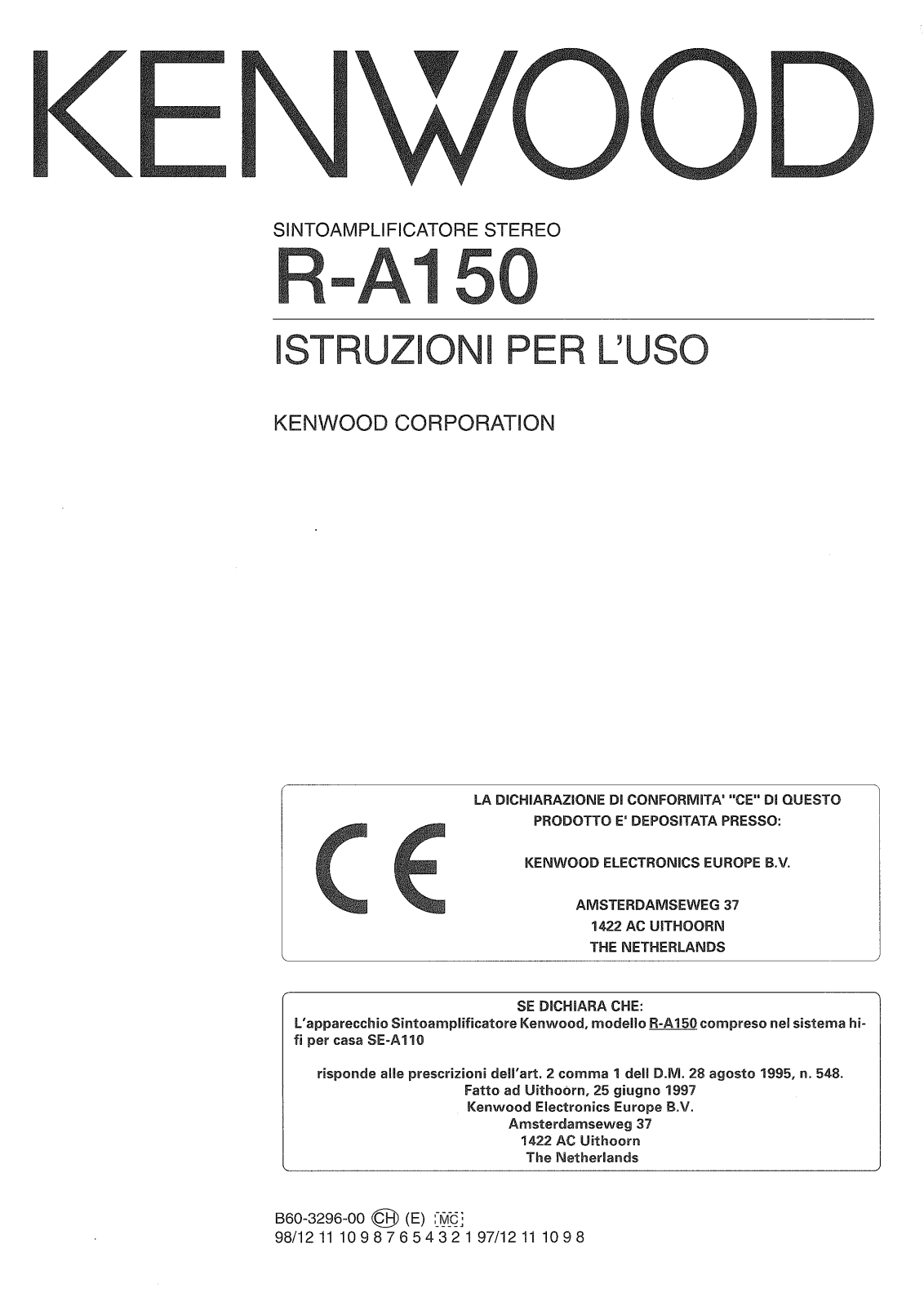 Kenwood R-A150 User Manual