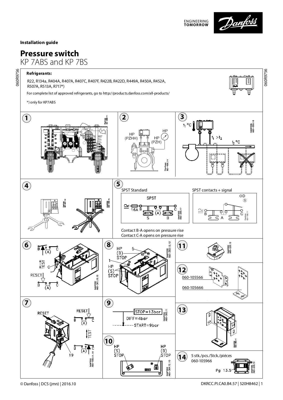 Danfoss KP 7ABS, KP 7BS Installation guide