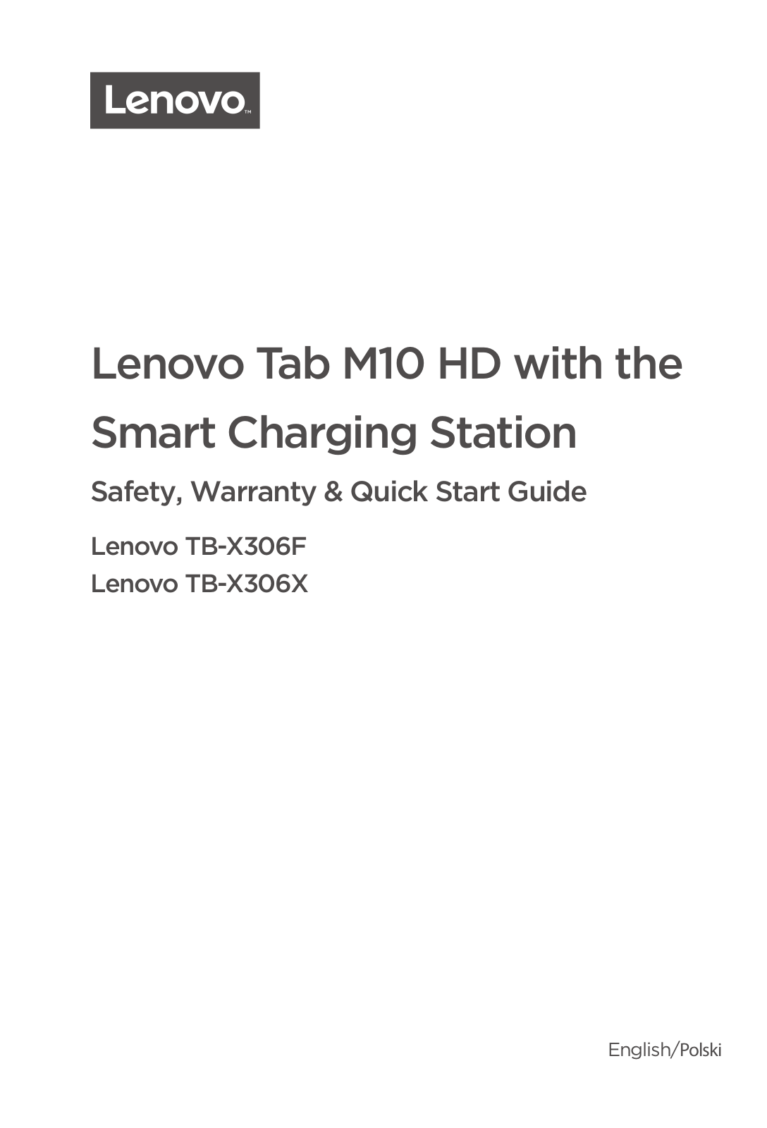 Lenovo Tab M10 HD Safety, Warranty & Quick Start Guide