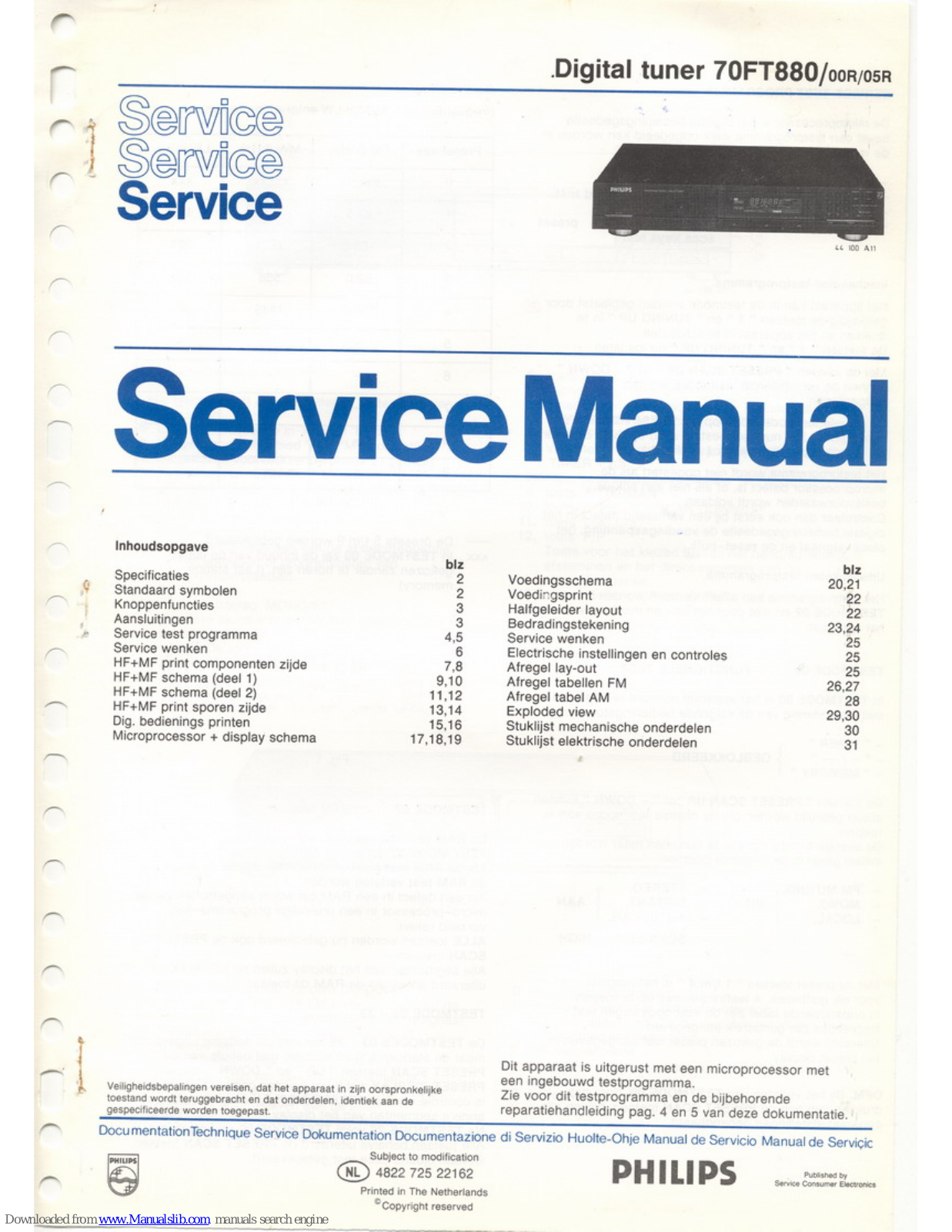 Philips 70FT880 Service Manual