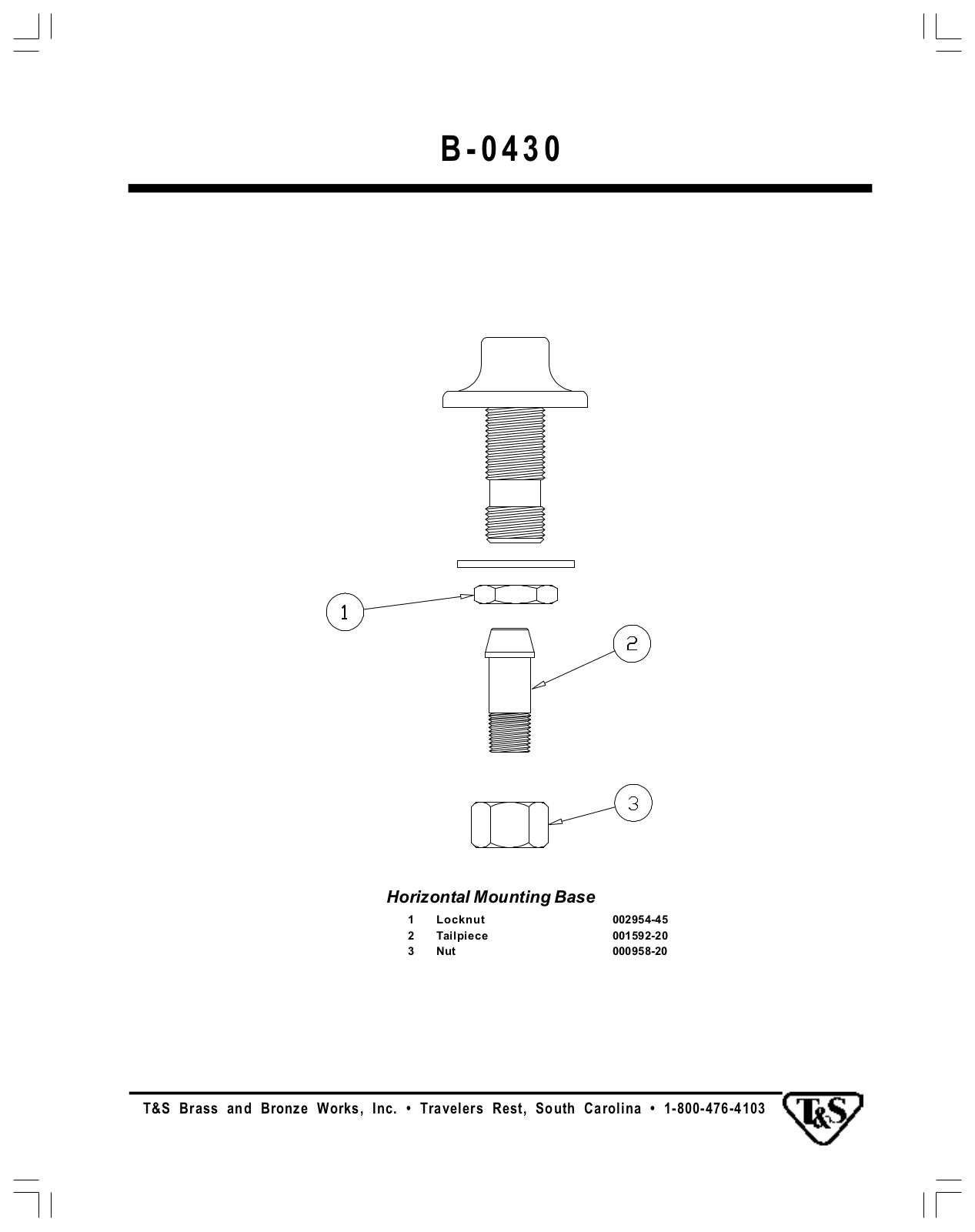 T & S Brass & Bronze Works B-0430 Part Manual