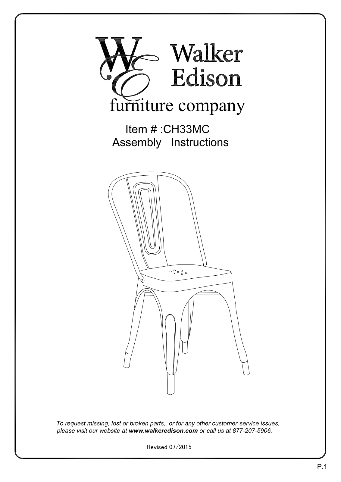 Walker Edison CH33MCWH Assembly Guide