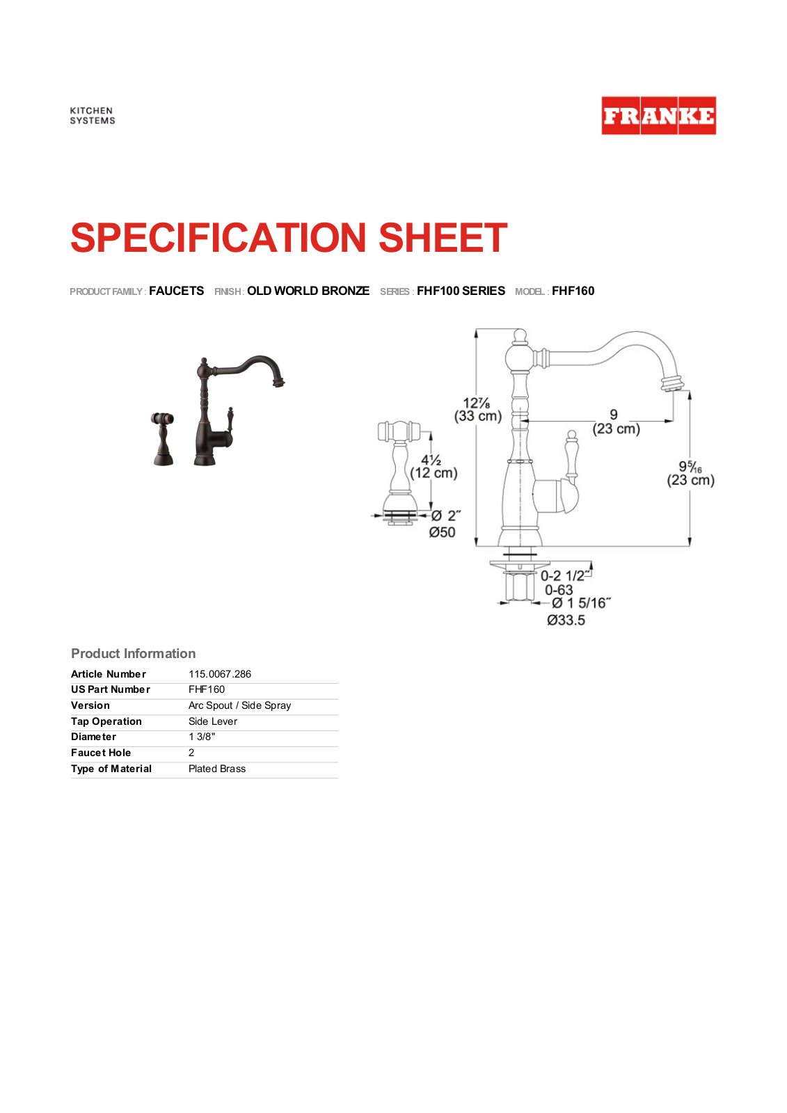 Franke Foodservice FHF160 User Manual