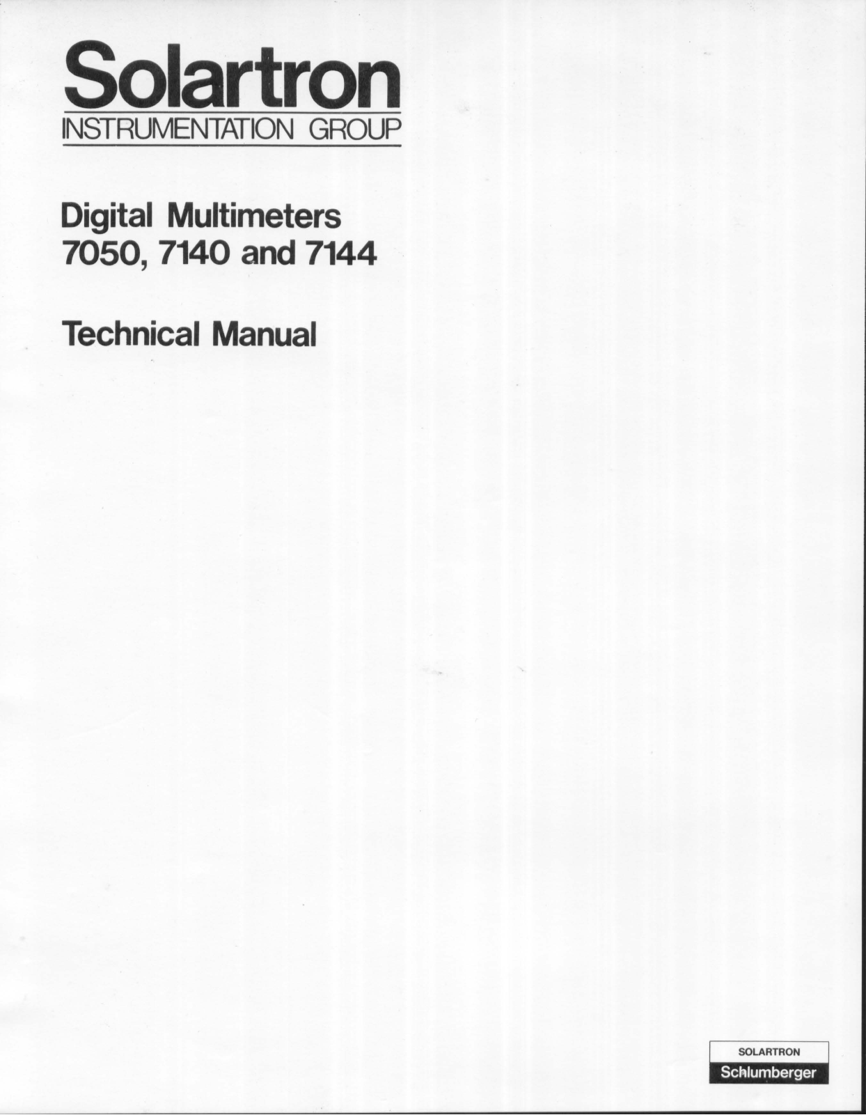 Schlumberger 7050 Service Manual