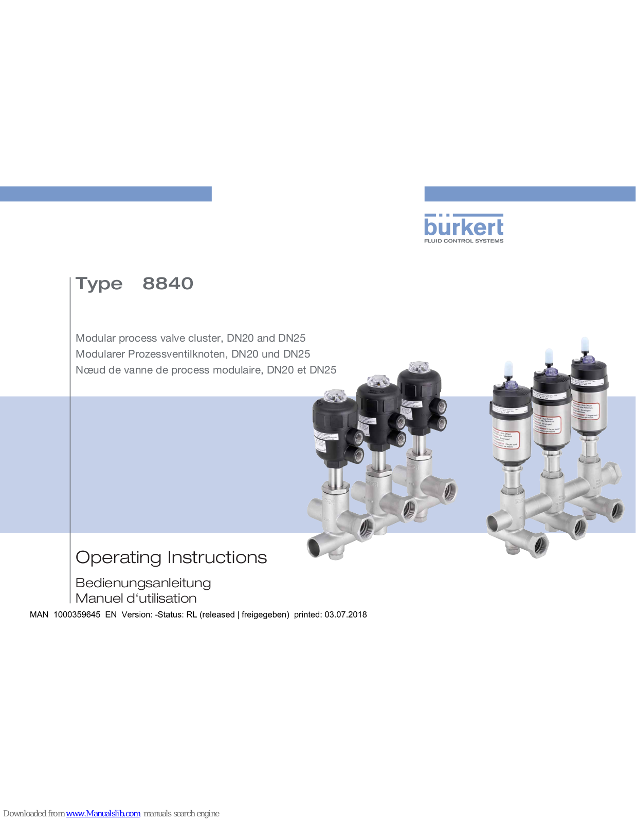 Burkert 8840 Operating Instructions Manual