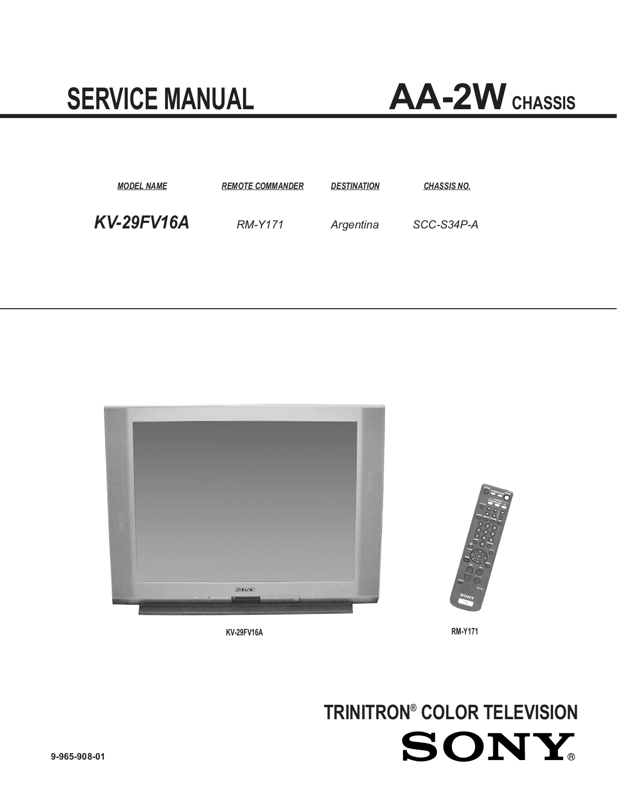 Sony KV-29FV16A Schematic