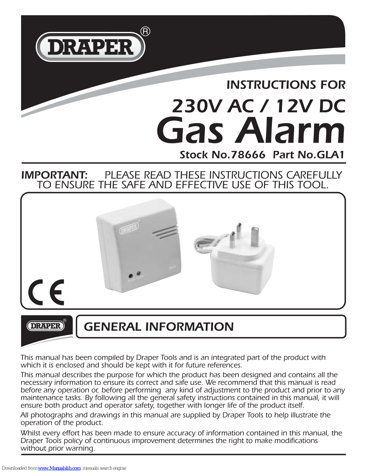 Draper GLA1 Instructions Manual - ManualMachine.com