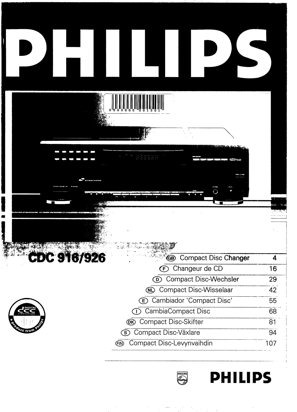 Philips CDC926/00S, CDC926, CDC916/00S, CDC916 User Manual
