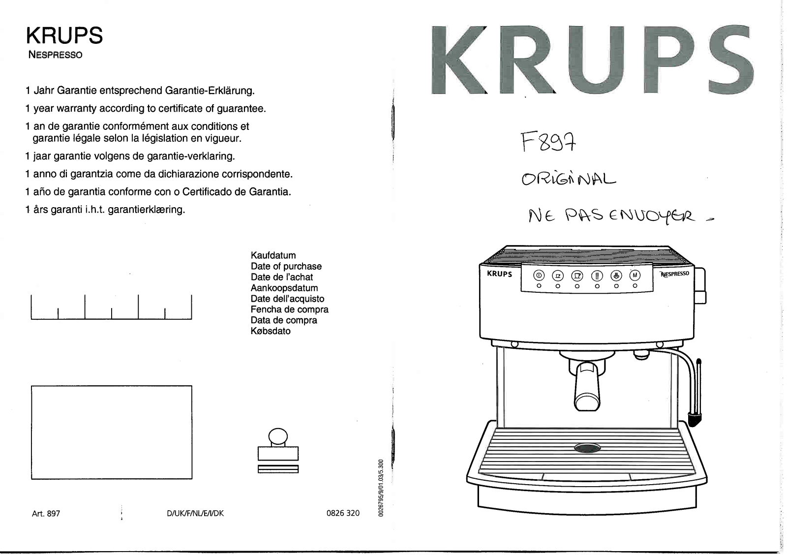 KRUPS F897 User Manual