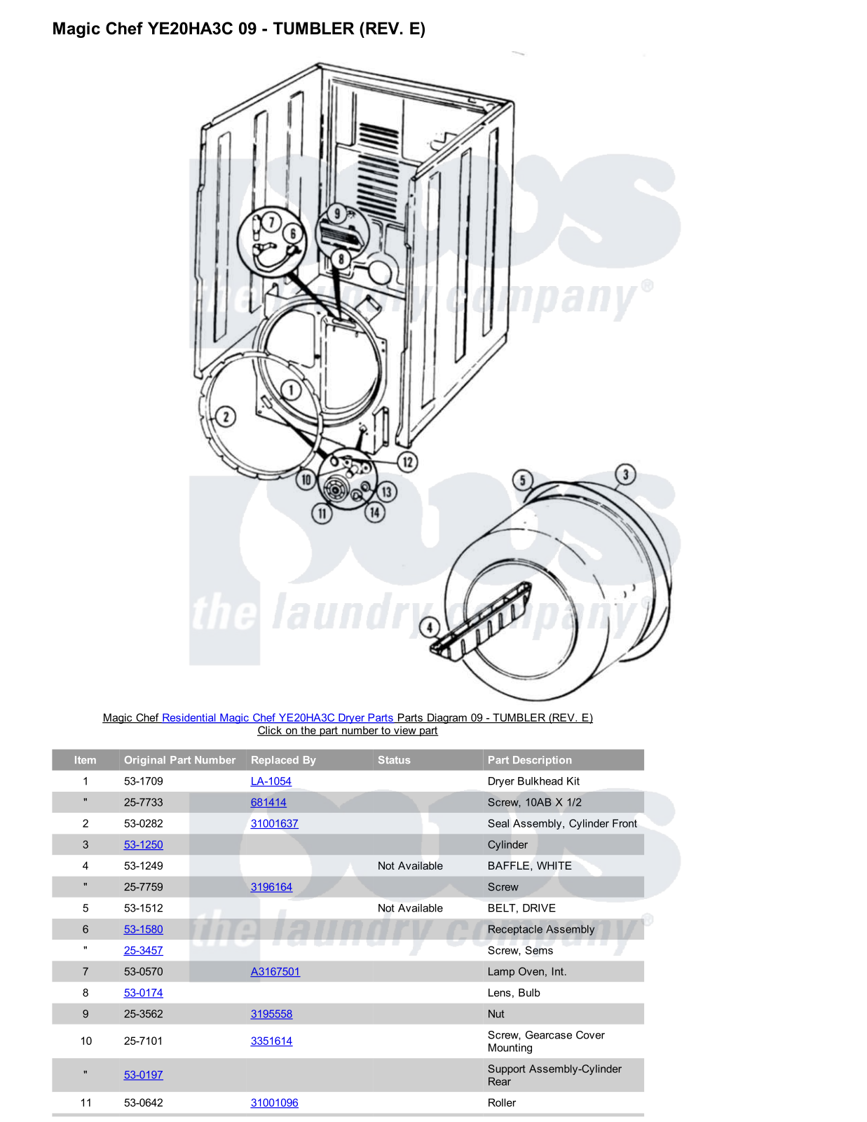 Magic Chef YE20HA3C Parts Diagram