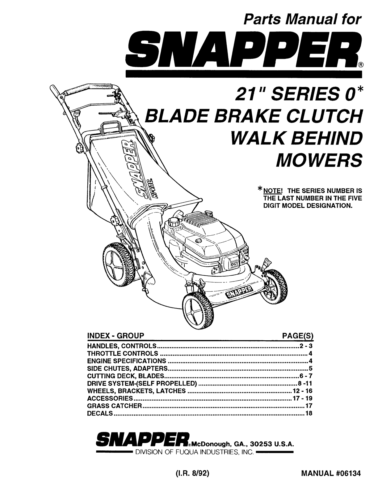 Snapper 6134 User Manual