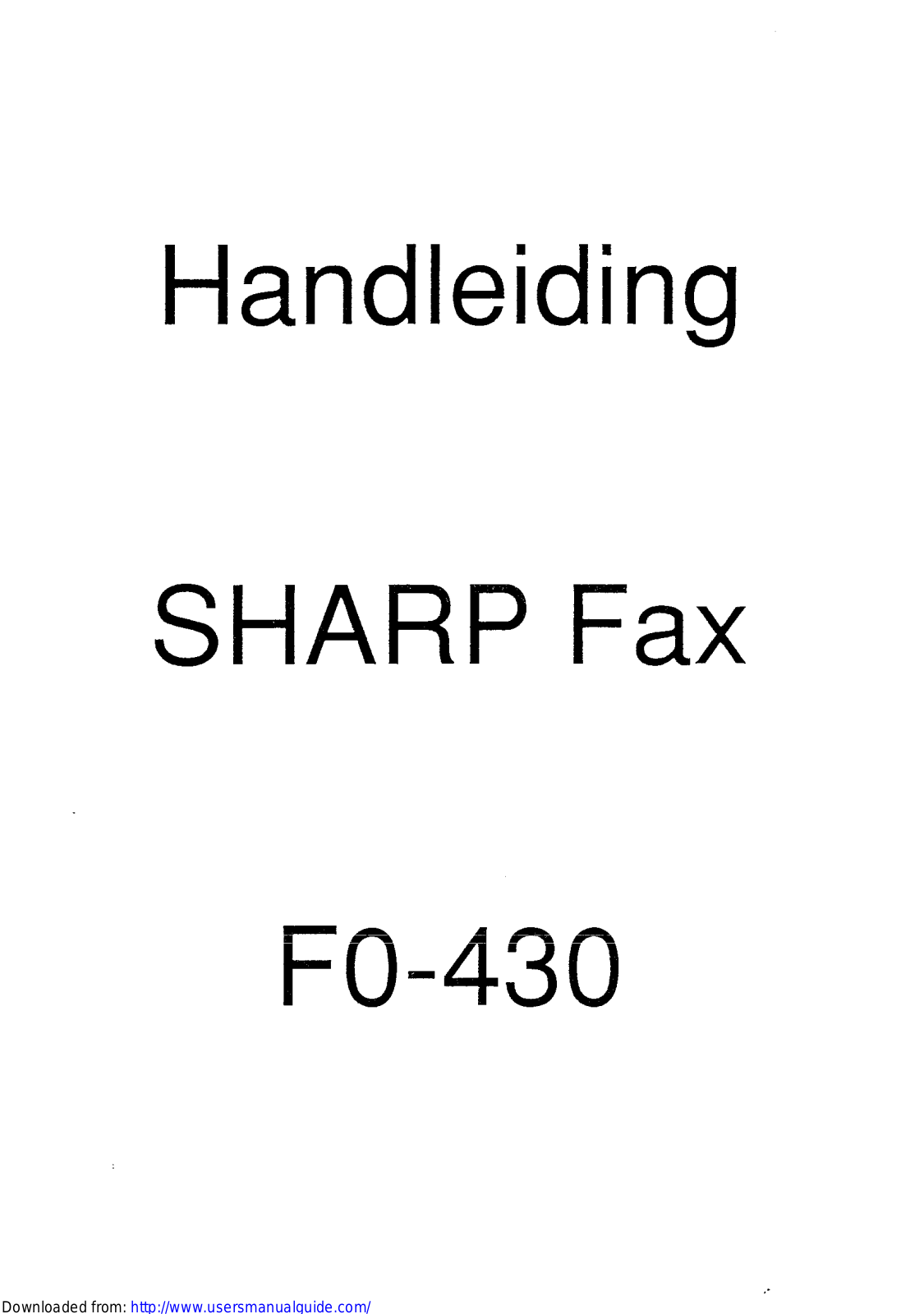 SHARP FO-430 User Manual