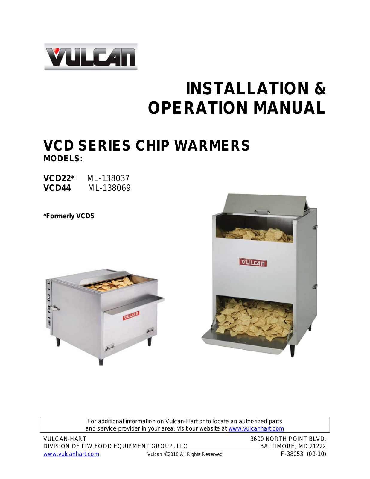 Vulcan-Hart VCD22, VCD44, ML-138037, ML-138069 User Manual