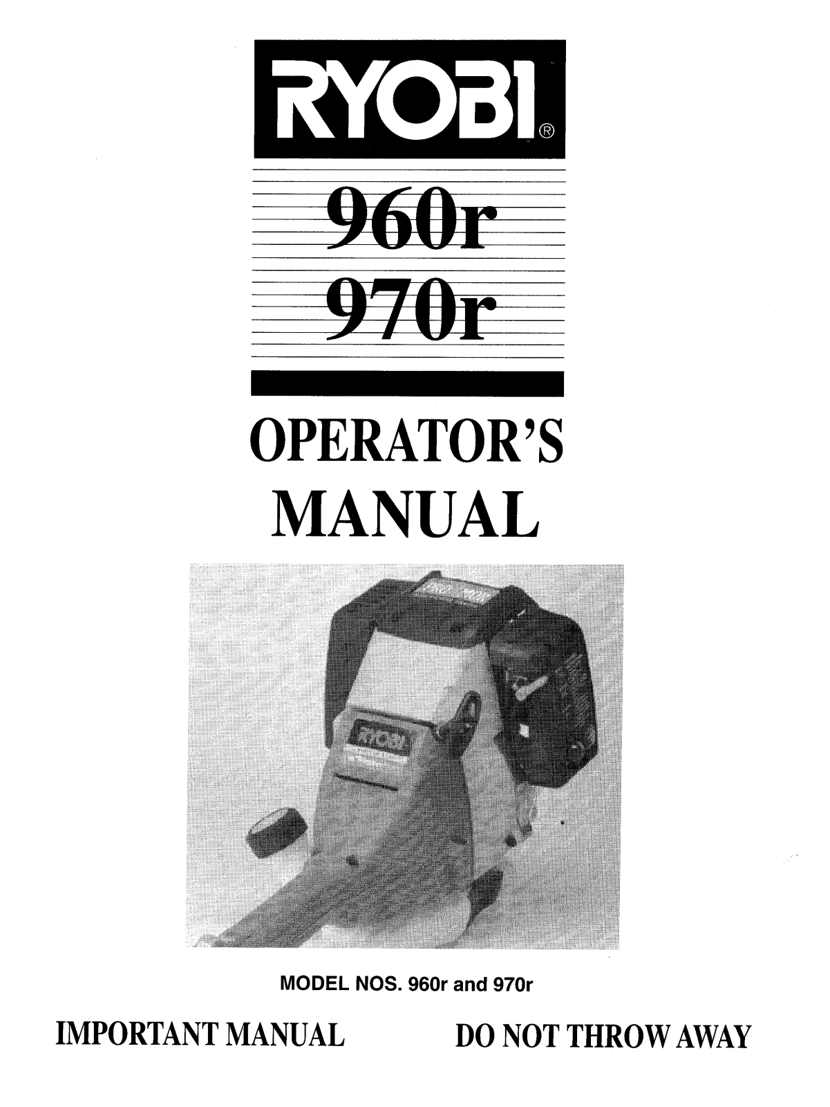 Mtd 970R, 960R user Manual