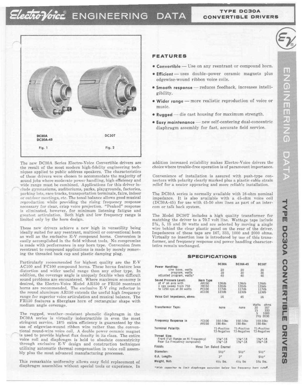 Electro-voice DC30A DATASHEET