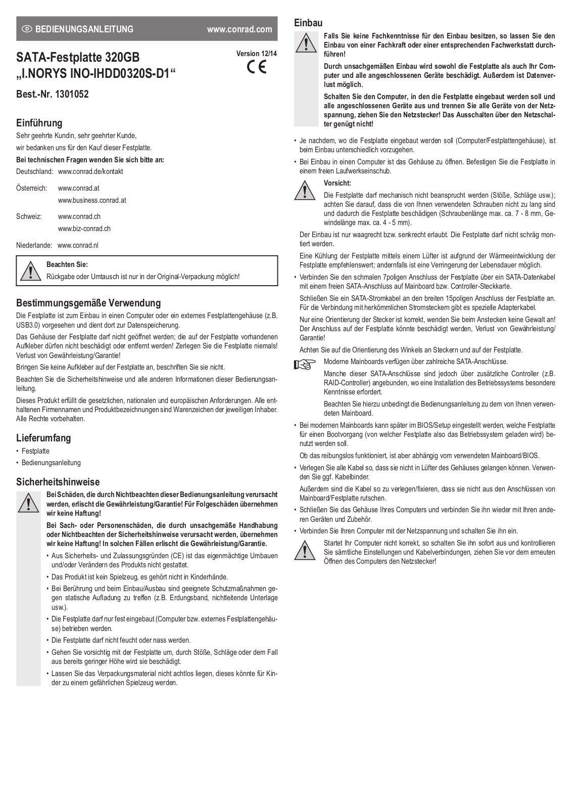 i.norys INO-IHDD0320S-D1 User guide