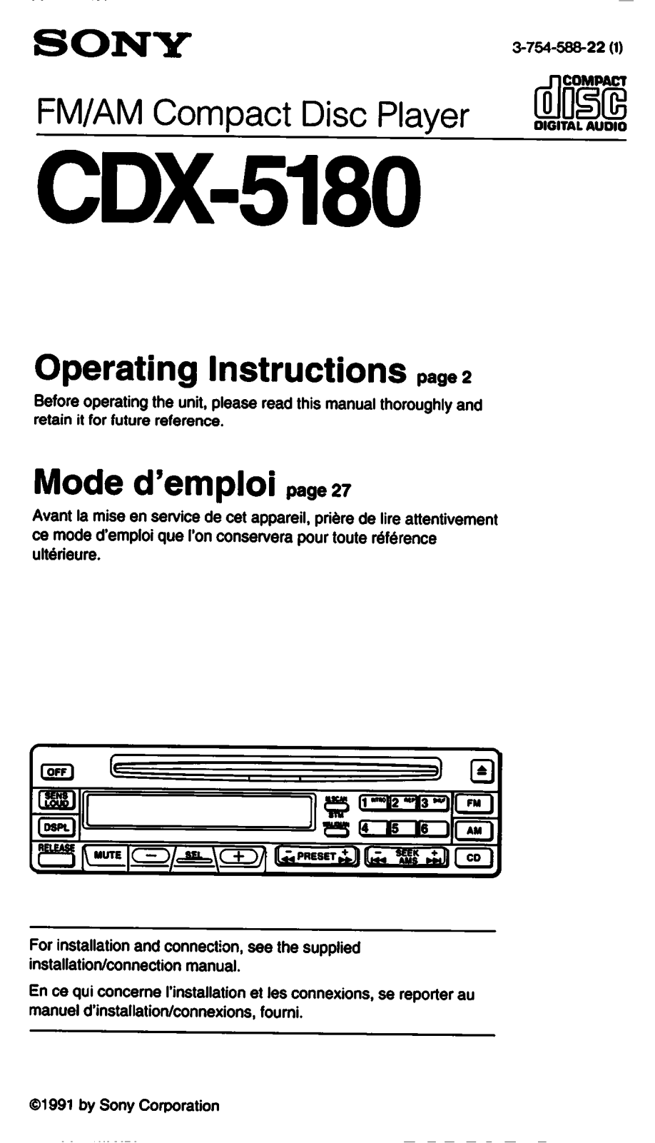 Sony CD-X5180 User Manual