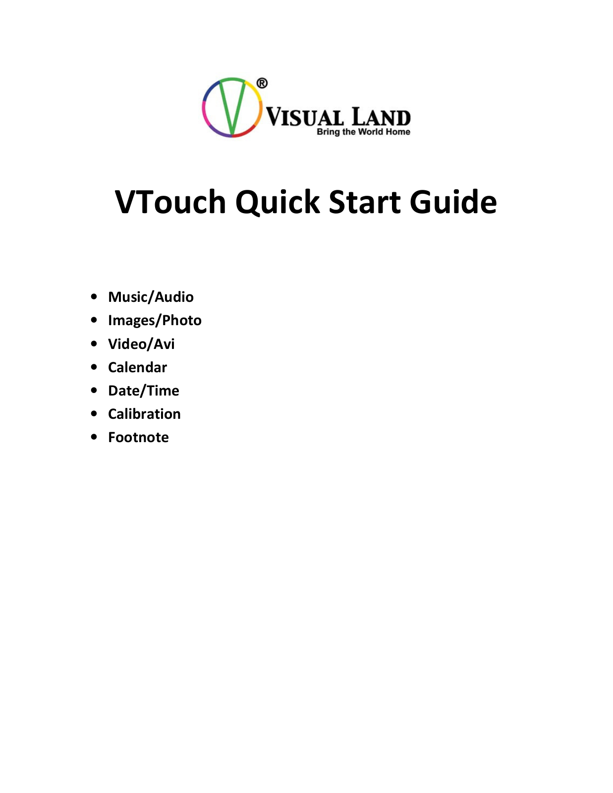 Visual Land VL-805, V-Touch Quick Start Guide 2