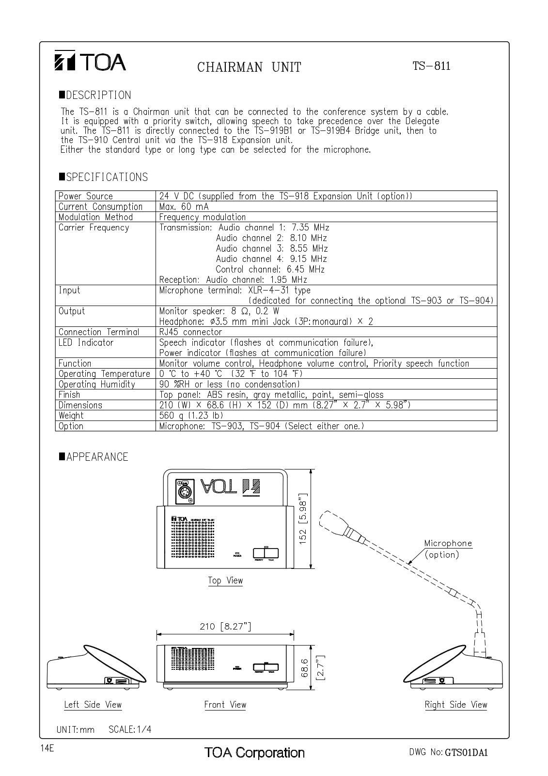 TOA TS-811 User Manual