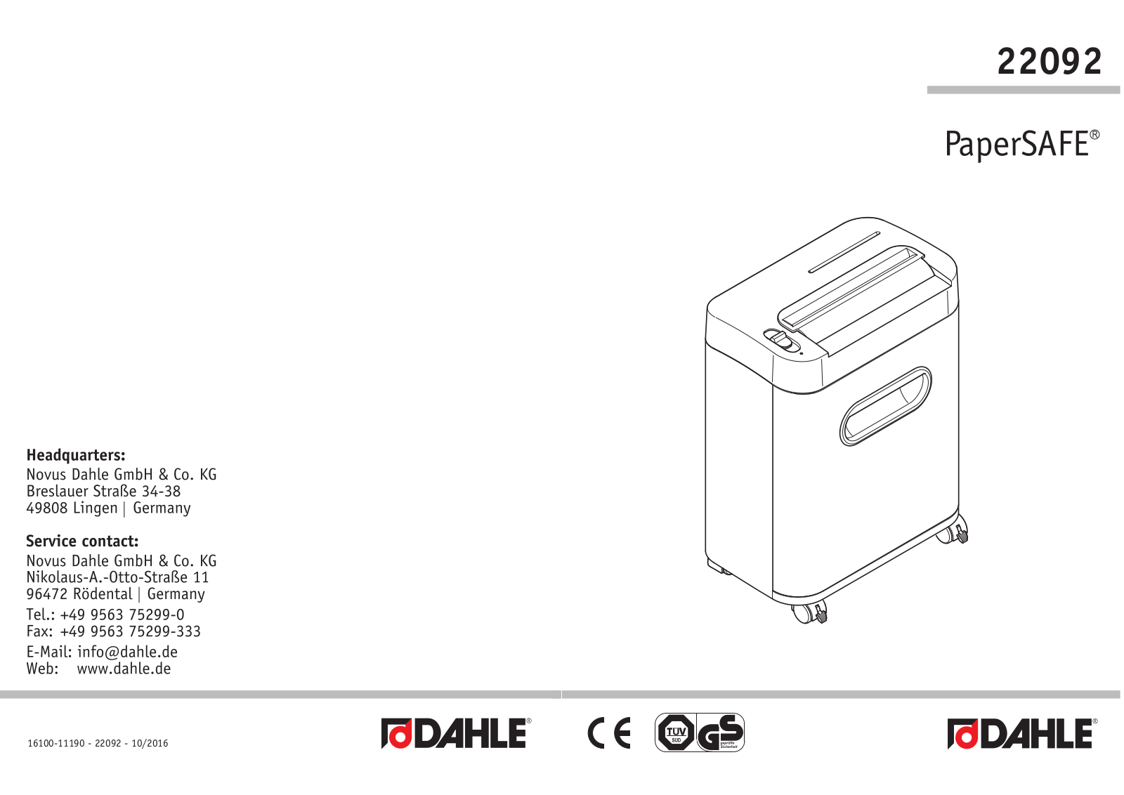 Dahle 22092 User guide