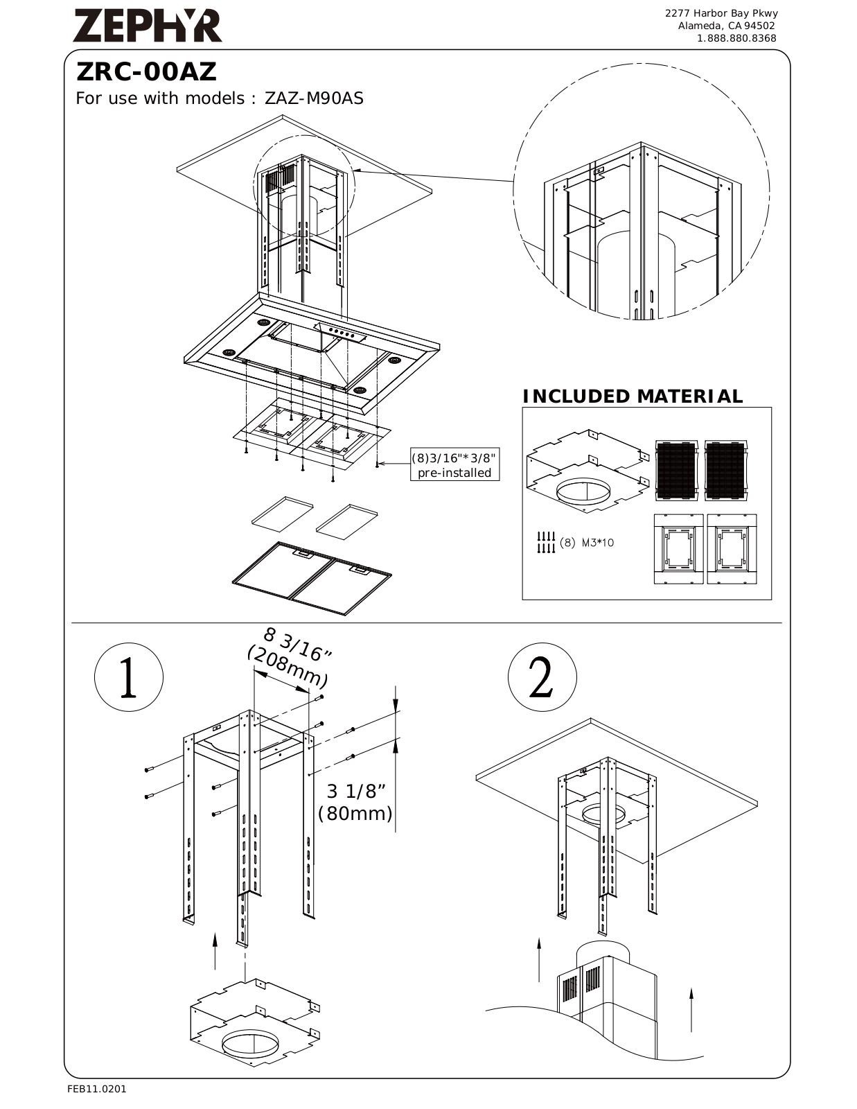 Zephyr ZRC-01AZ, ZRC-00AZ Exploded View Diagram