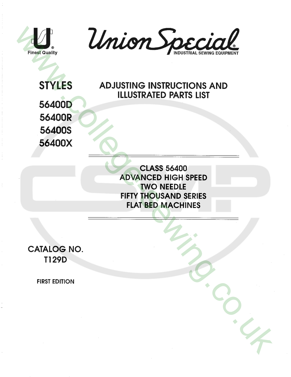 Union Special T129D Parts Book