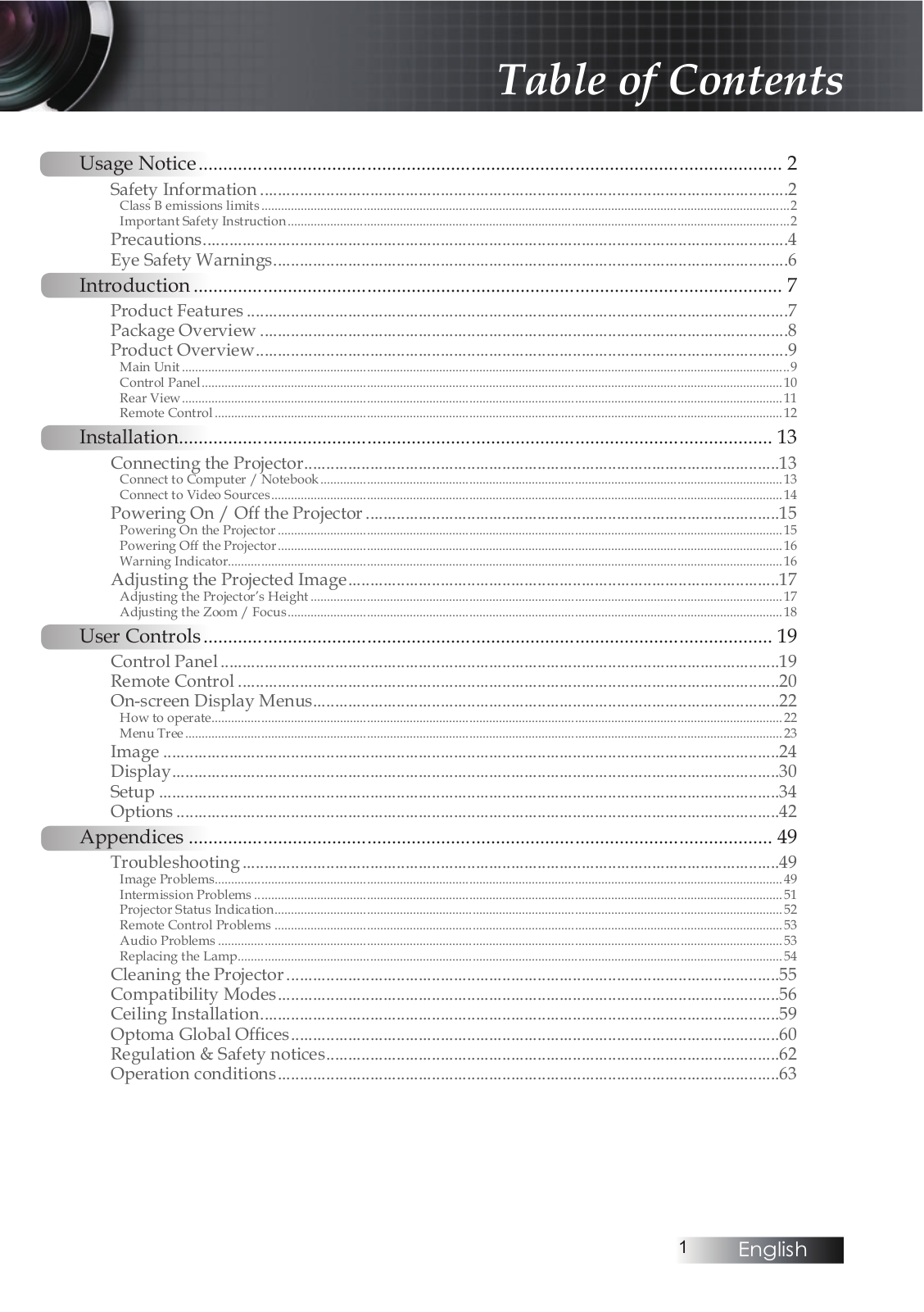 Optoma W304M User Manual