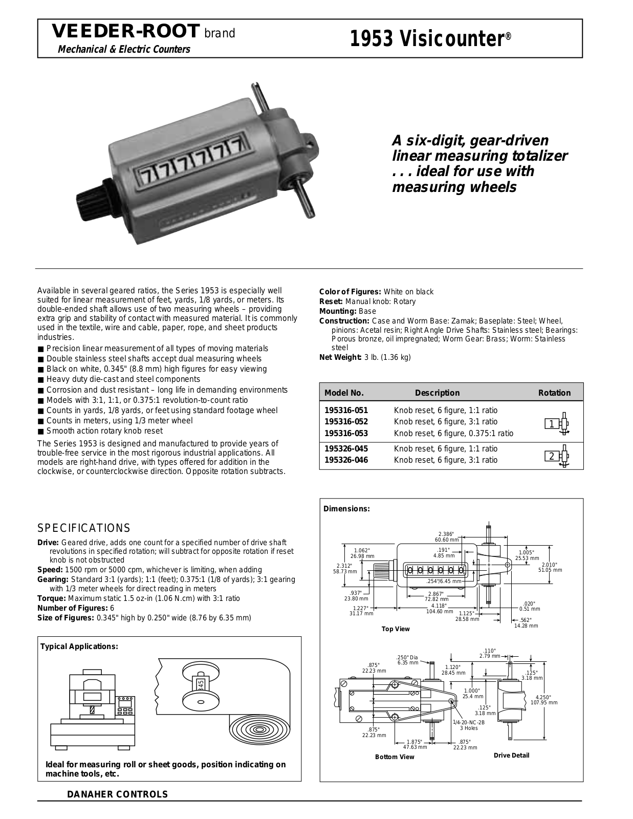 Veeder Root 1953 Visicounter Catalog Page