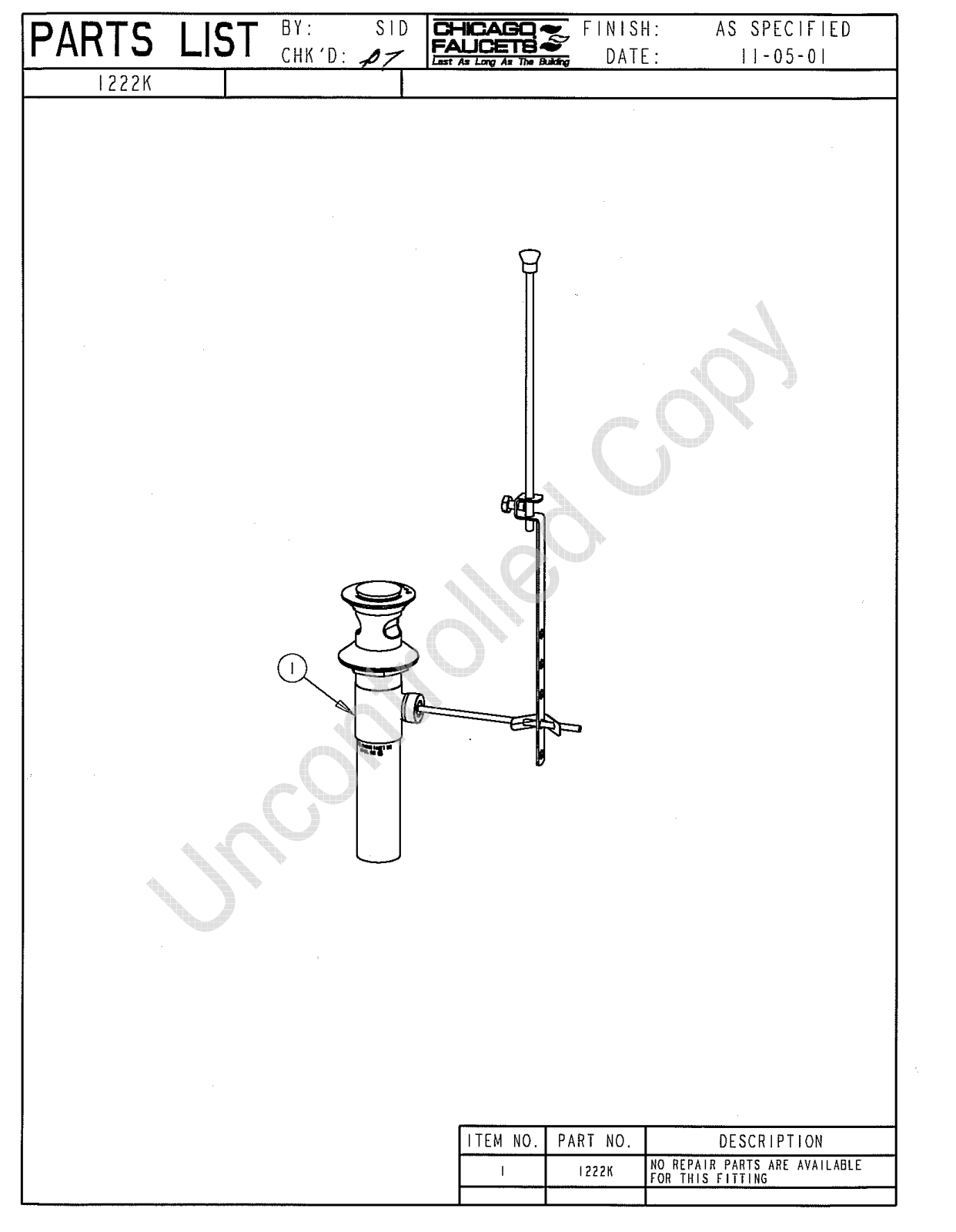 Chicago Faucet 1222K Parts List