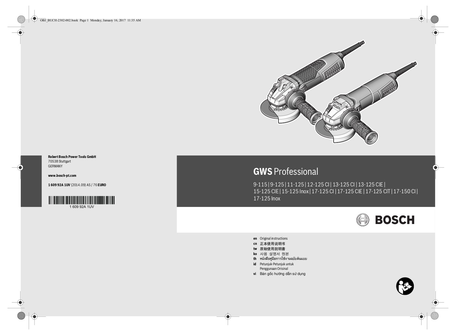 Bosch GWS 9-115, GWS 9-125, GWS 11-125, GWS 12-125 CI, GWS 13-125 CI User Manual