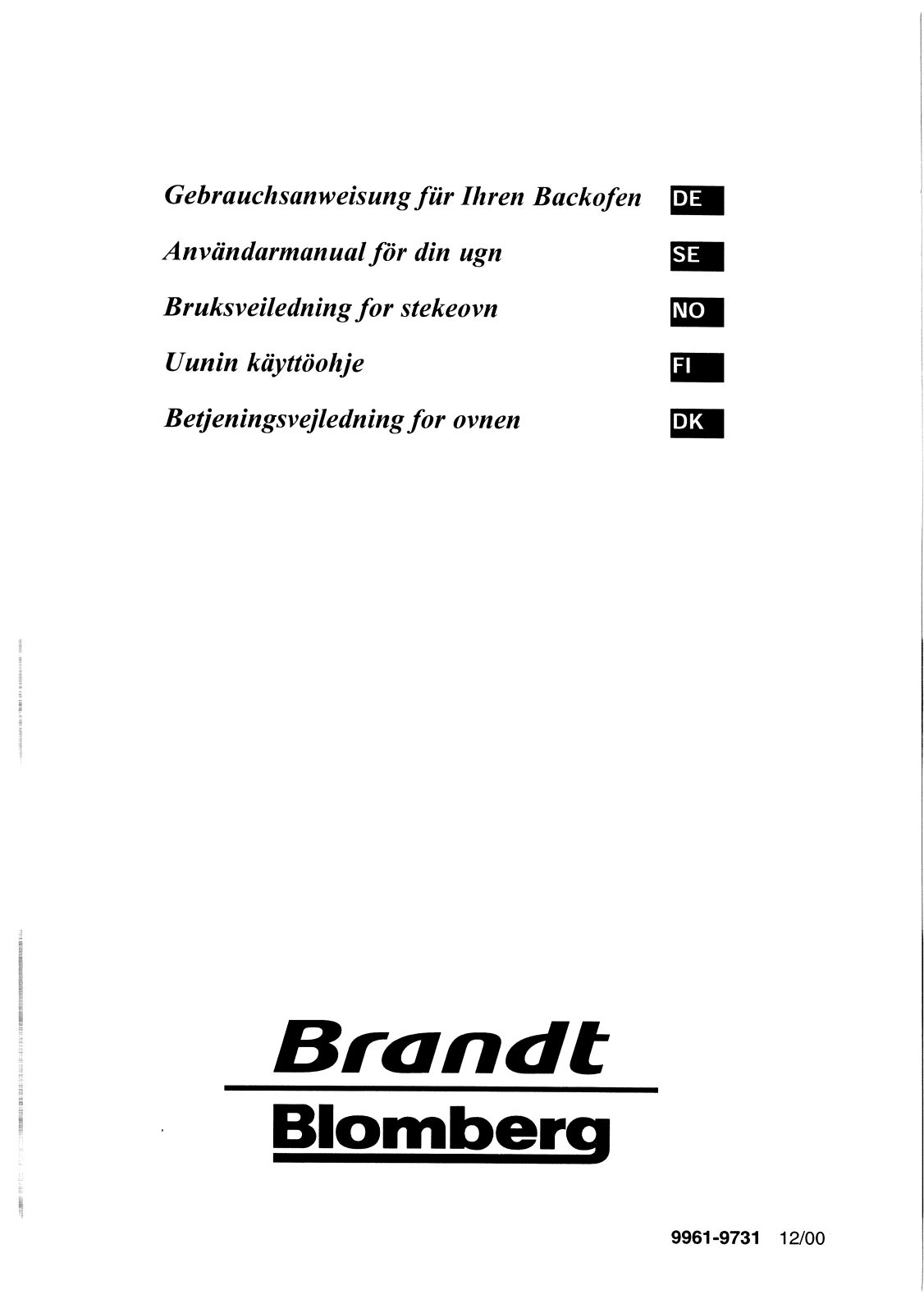 BRANDT FAC74J1N, FAC74W1N, FAC74X1N User Manual