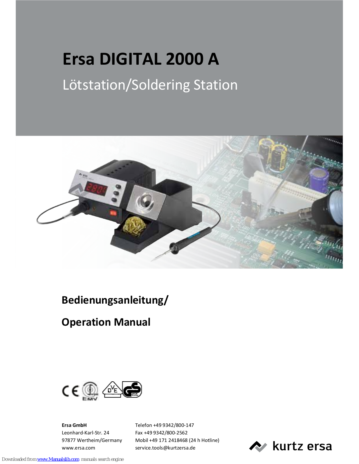 Kurtz Ersa Ersa DIGITAL 2000 A Operation Manual