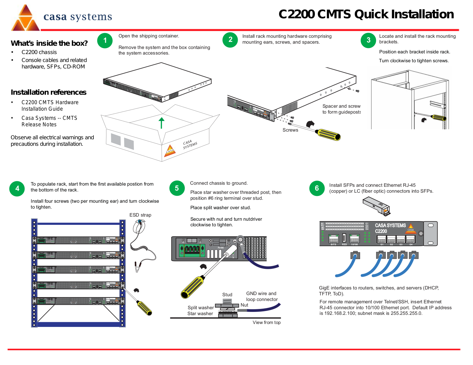 Casa C2200 CMTS Quick Installation - ManualMachine.com