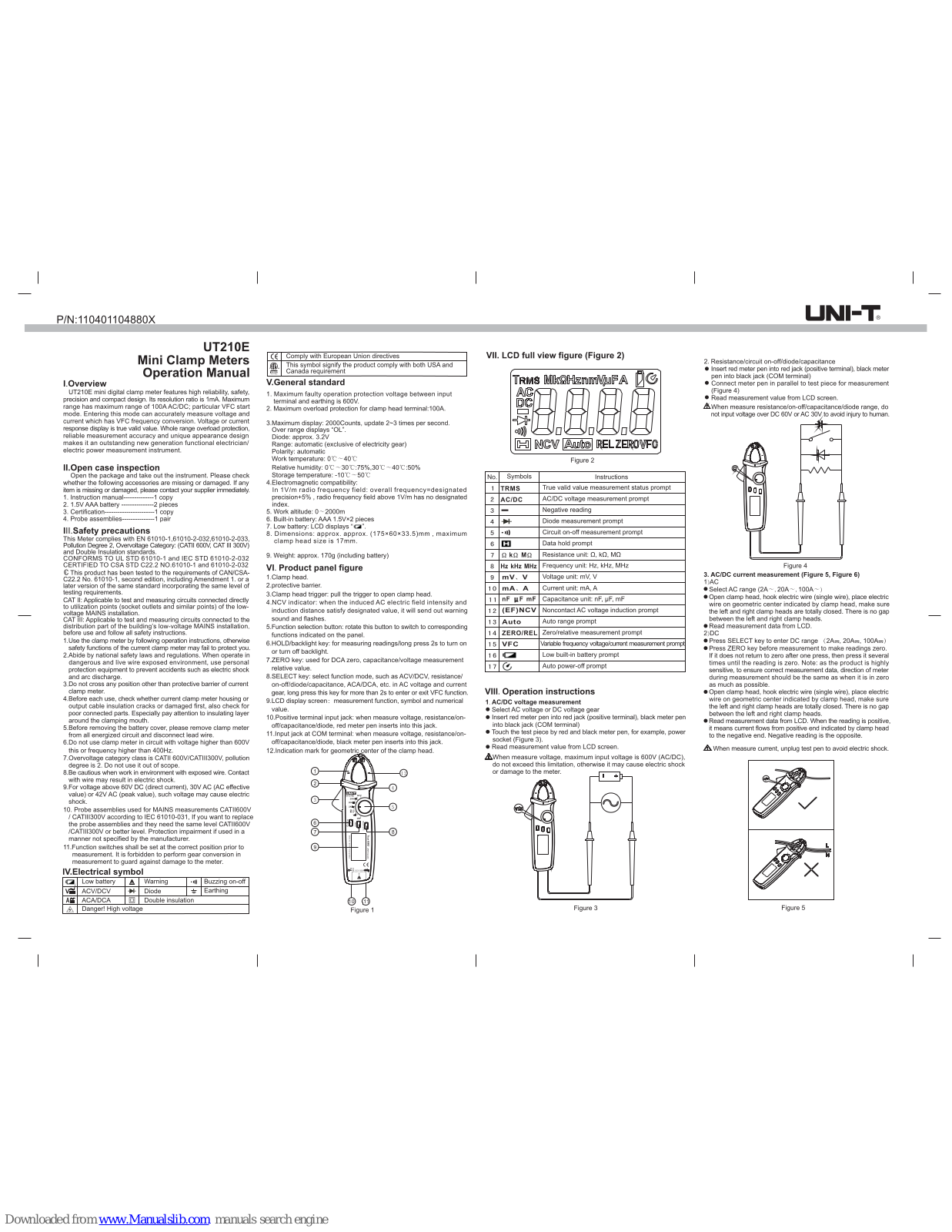 UNI-T UT210E Operation Manual