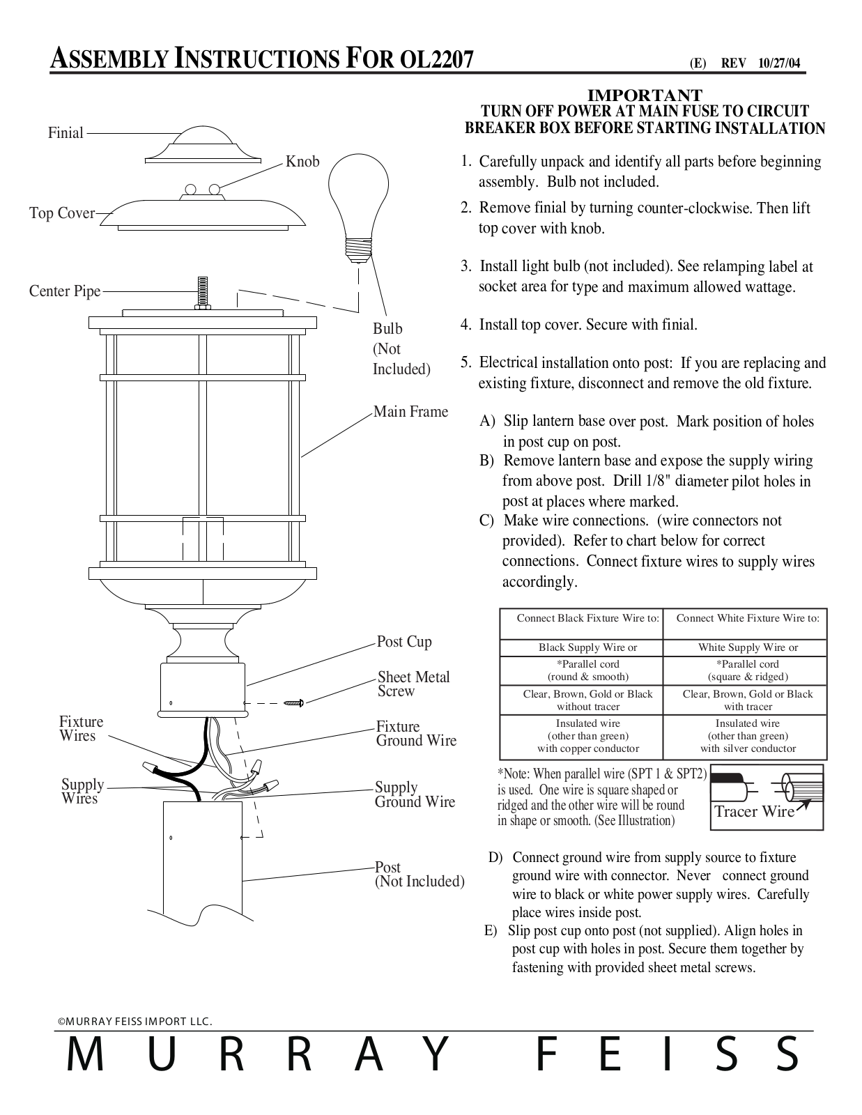 Feiss OL2207 User Manual