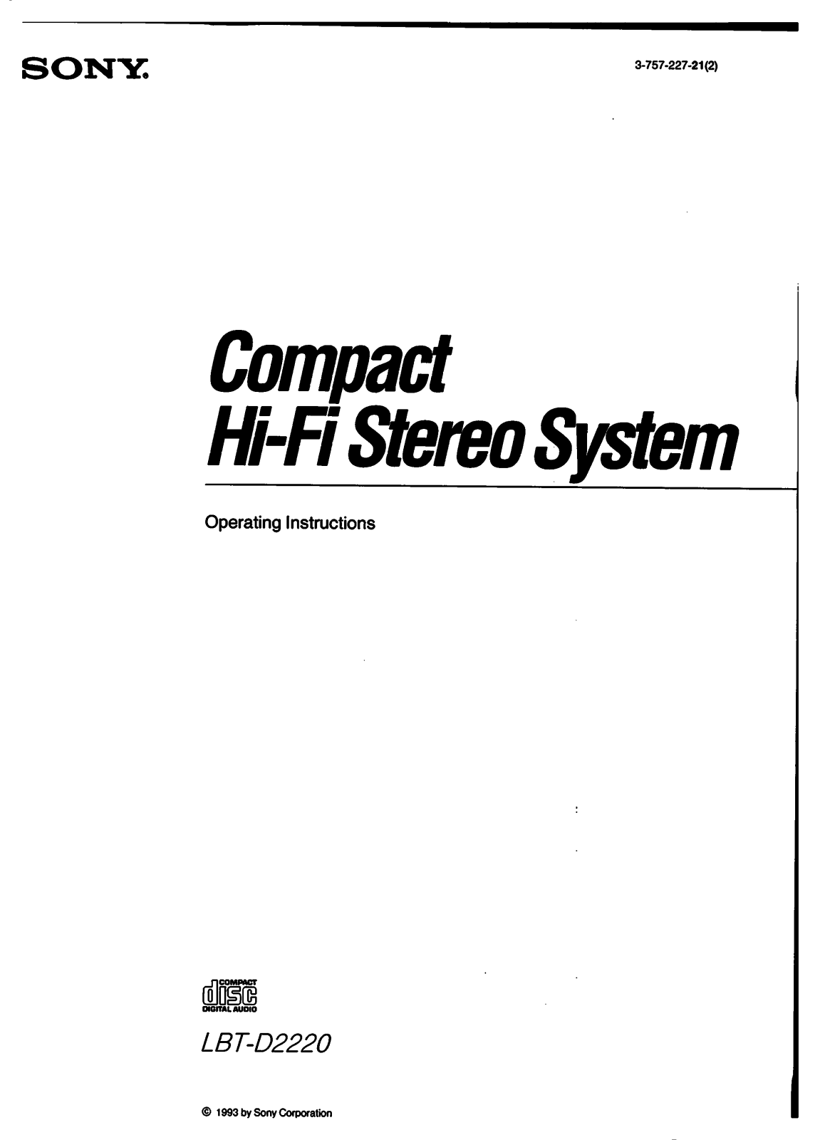 Sony LBT-D2220 Operating Instructions