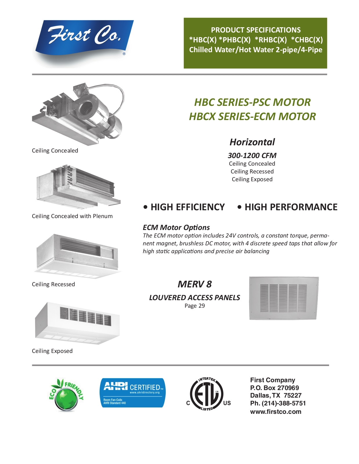 First Co HBC -46, HBC -59, HBC -40, HBC -36, HBC -30 User Manual