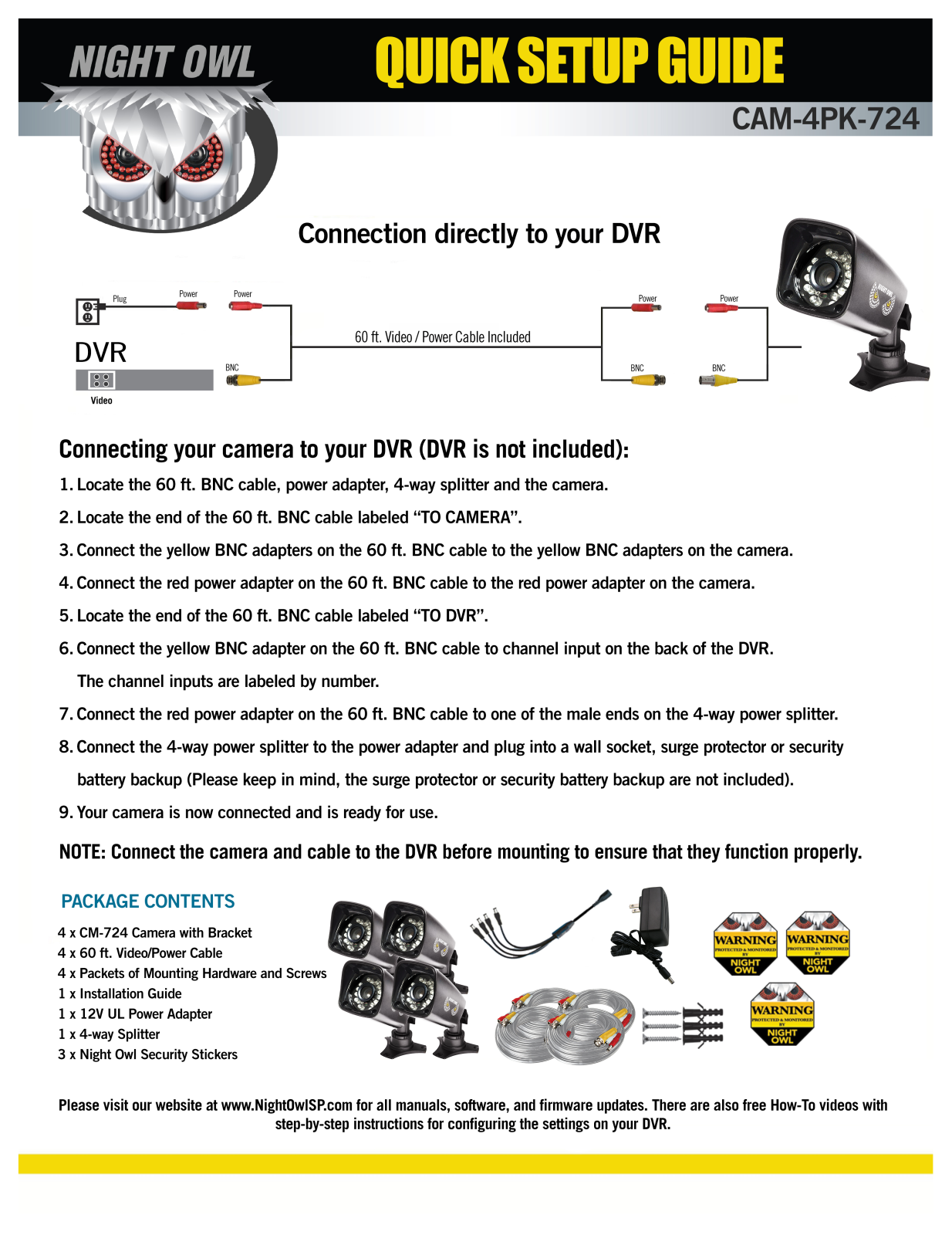 Night Owl Optics CAM-4PK-724 User Manual